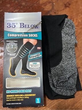 Women’s Black Compression Socks Large cold feet size 8-12 black swelling circu